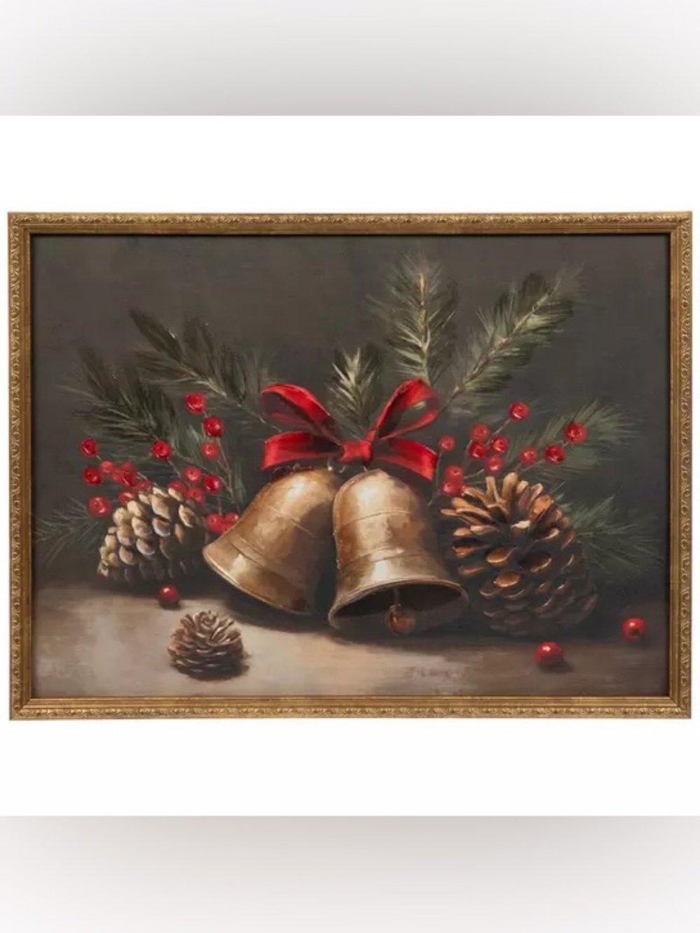 Bells, Pinecones & Berries Framed Wall Decor